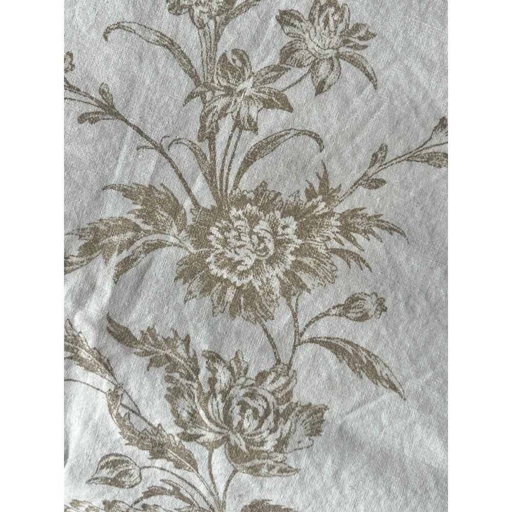 Ikea Floral queen Pillow Sham 34" X 25.5" Olive Green On White Cotton - Picture 4 of 11